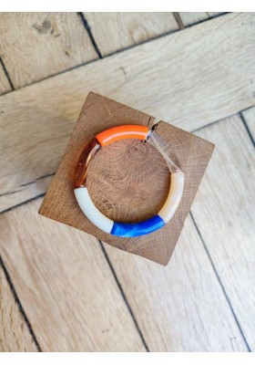 Bracelet GEORGETTE orange fluo et bleu