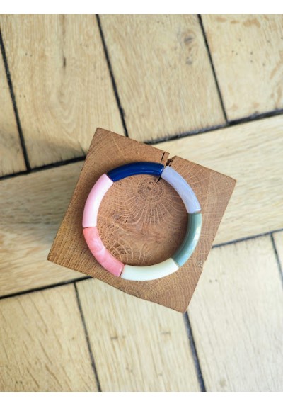 !!! NEW !!! Bracelet GEORGETTE bleu marine, rose et kaki