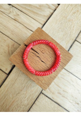 Bracelet fin GARANCE rouge marbré