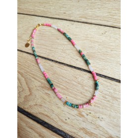 Collier MARIE - rose et turquoise