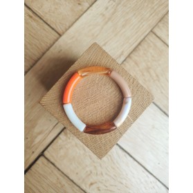 !!! NEW !!! Bracelet GEORGETTE orange translucide et taupe