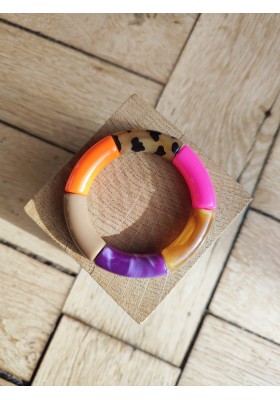 !!! NEW !!! Bracelet GEORGES léopard violet, orange et rose