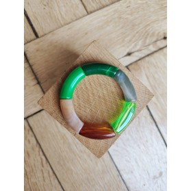 !!! NEW !!! Bracelet GEORGES vert translucide et marron