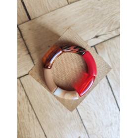 !!! NEW !!! Bracelet GEORGES léopard marron et rouge