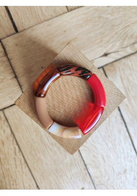 !!! NEW !!! Bracelet GEORGES léopard marron et rouge