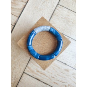 Bracelet GEORGES bleu marine paillettes argentées