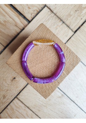 Bracelet GEORGETTE paillettes violet et doré