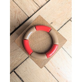 Bracelet GEORGES bicolore rouge et taupe
