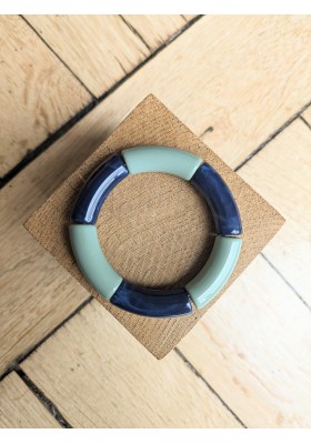 Bracelet GEORGES bicolore bleu marine et kaki