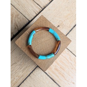 Bracelet GEORGETTE bicolore turquoise et marron