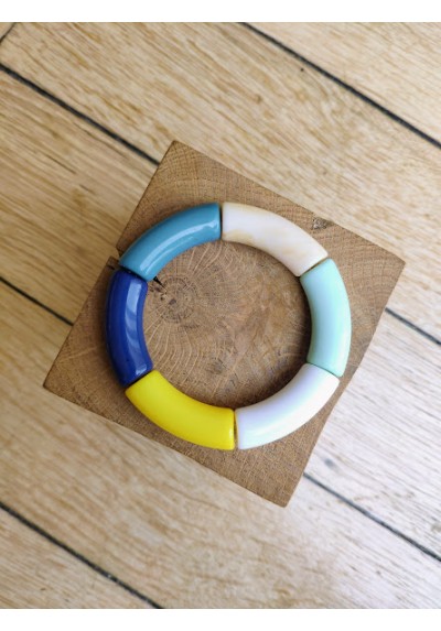 Bracelet GEORGES bleu marine jaune et turquoise