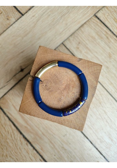 Bracelet GEORGETTE bleu marine et doré
