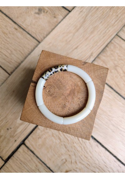 Bracelet GEORGETTE écru et léopard