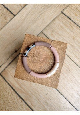 Bracelet GEORGETTE taupe et léopard