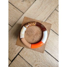 Bracelet GEORGES léopard et orange fluo