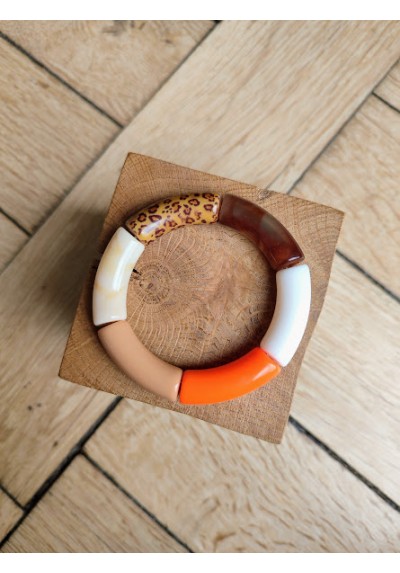 Bracelet GEORGES léopard et orange fluo
