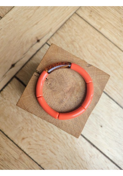 Bracelet GEORGETTE corail et léopard