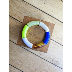 Bracelet GEORGES jaune fluo, marron et bleu roi