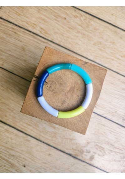 Bracelet GEORGETTE jaune, turquoise et bleu marine