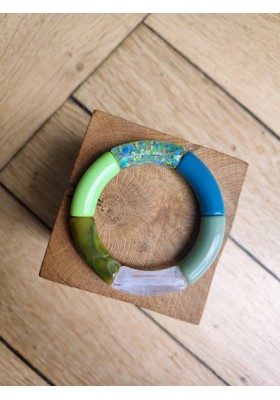 Bracelet GEORGES vert fluo, kaki et bleu canard