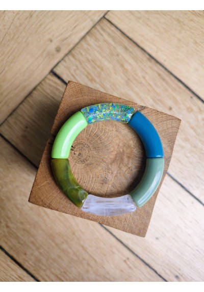 Bracelet GEORGES vert fluo, kaki et bleu canard