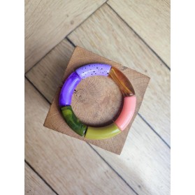 Bracelet GEORGES kaki, violet et saumon