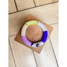 Bracelet GEORGES jaune paillettes, violet et léopard
