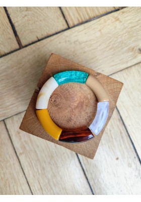 Bracelet GEORGES turquoise paillettes et moutarde