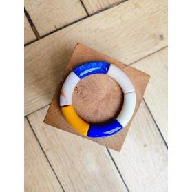 Bracelet GEORGES bleu paillettes et moutarde