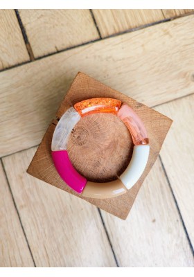 Bracelet GEORGES orange paillettes et rose