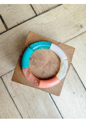 Bracelet GEORGES turquoise paillettes et corail 