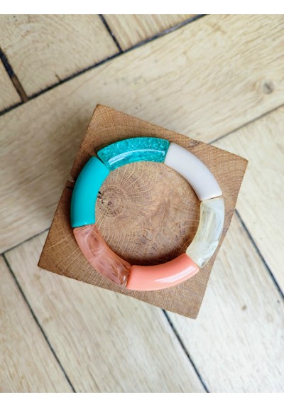 Bracelet GEORGES turquoise paillettes et corail 