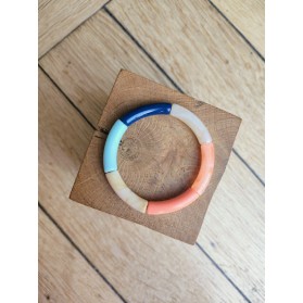 Bracelet GEORGETTE bleu marine, saumon et bleu ciel
