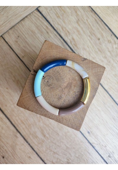 Bracelet GEORGETTE bleu marine, bleu ciel et doré