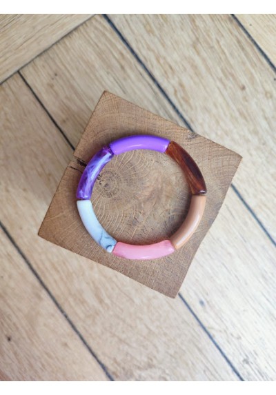 Bracelet GEORGETTE violet, rose et marron