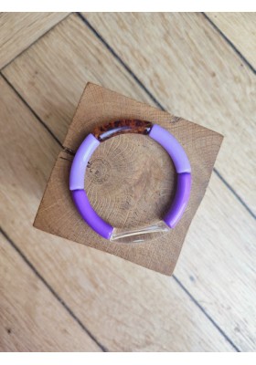 Bracelet GEORGETTE violet et léopard