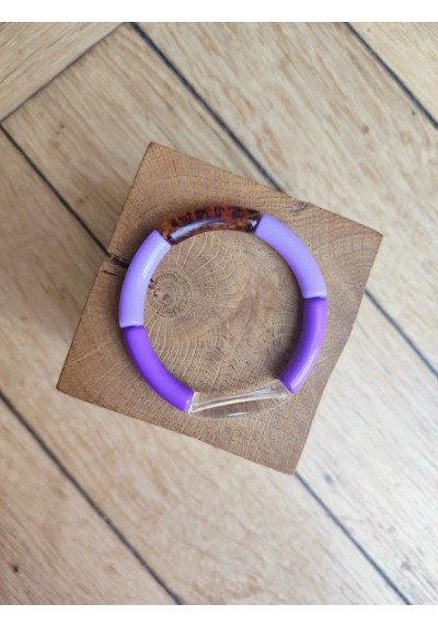 Bracelet GEORGETTE violet et léopard