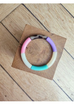 Bracelet GEORGETTE parme, turquoise et léopard