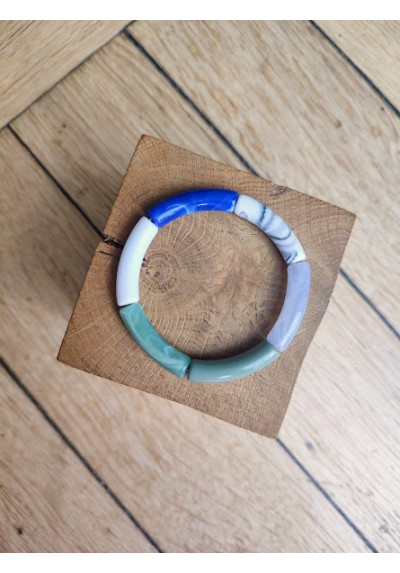 Bracelet GEORGETTE bleu roi et kaki