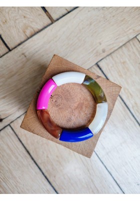 Bracelet GEORGES rose fuchsia, bleu roi et kaki