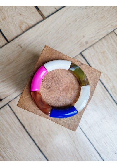 Bracelet GEORGES rose fuchsia, bleu roi et kaki
