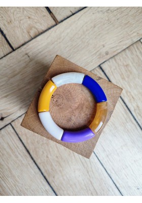 Bracelet GEORGES moutarde, bleu roi et violet