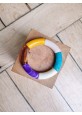 Bracelet GEORGES moutarde, violet marbré et bleu canard