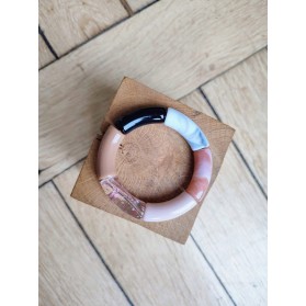 Bracelet GEORGES noir, camel et vieux rose
