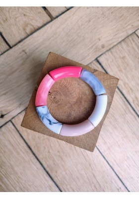 Bracelet GEORGES corail fluo et gris marbré
