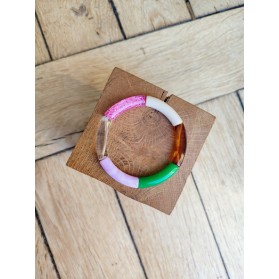 Bracelet GEORGETTE rose givré et vert
