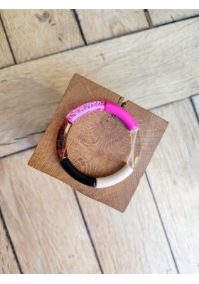 Bracelet GEORGETTE rose givré et léopard transparent