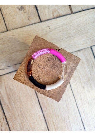 Bracelet GEORGETTE rose givré et léopard transparent