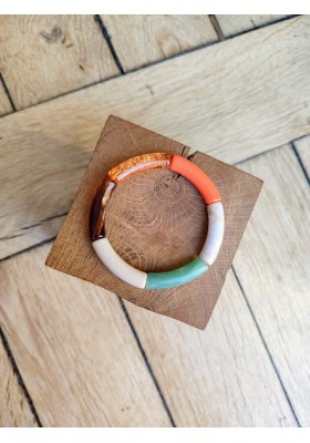 Bracelet GEORGETTE orange givré et vert kaki