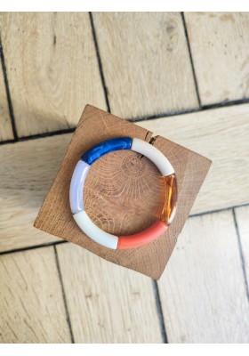 !!! NEW !!! Bracelet GEORGETTE bleu, corail et gris